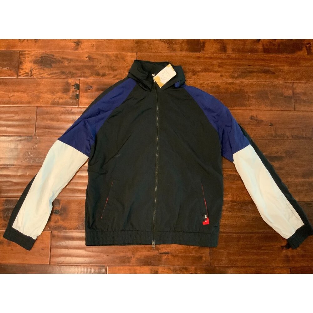 Nike Kyrie Erving Blue Black White Hooded Zip-Up Windbreaker Jacket Size Large